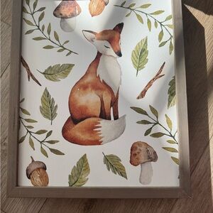 Woodland Fox Art Print with Natural Frame